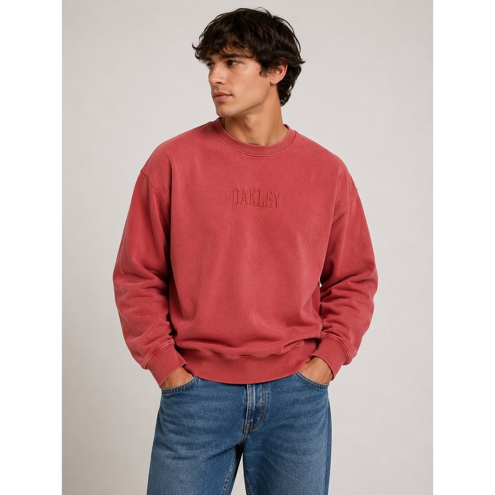 Oakley Crewneck Sweatshirt Mens 2XL Red Tonal Logo Custom Fit Pullover |K1